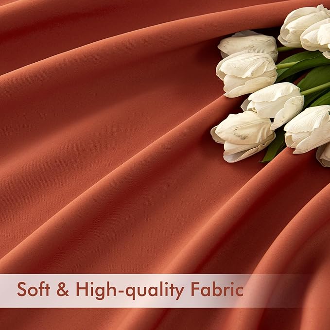 MIULEE Back Tab Burnt Orange Blackout Curtains 108 Inch Long 2 Panels Set