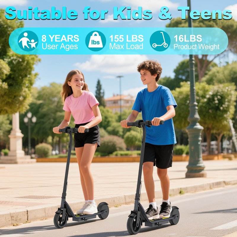 Electric Scooter Adults, 19 MPH Max Speed & 15 Miles Range, 350W Motor, Lightweight Foldable E Scooter with Dual Brake, Lighting System, Smart APP