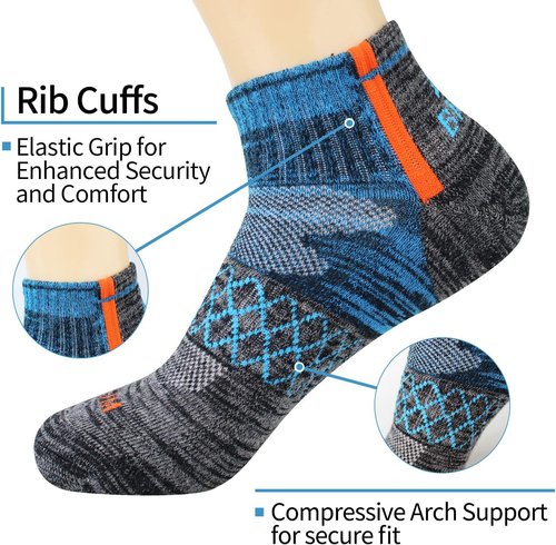 BIOAUM Men's Athletic Socks - Comfortable Cotton Quarter Socks for Running | Size 10-13, 6 Pairs