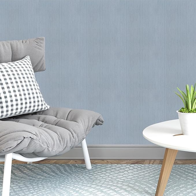 Blue Grasscloth Peel and Stick Wallpaper Texture Contact Paper A Set of 15.7" X