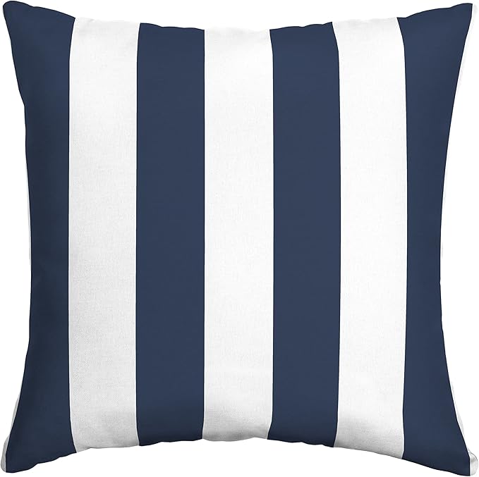 Arden Outdoor Toss Pillow, 16 x 16, Rain-Proof, Fade Resistant Sapphire Blue Cabana Stripe
