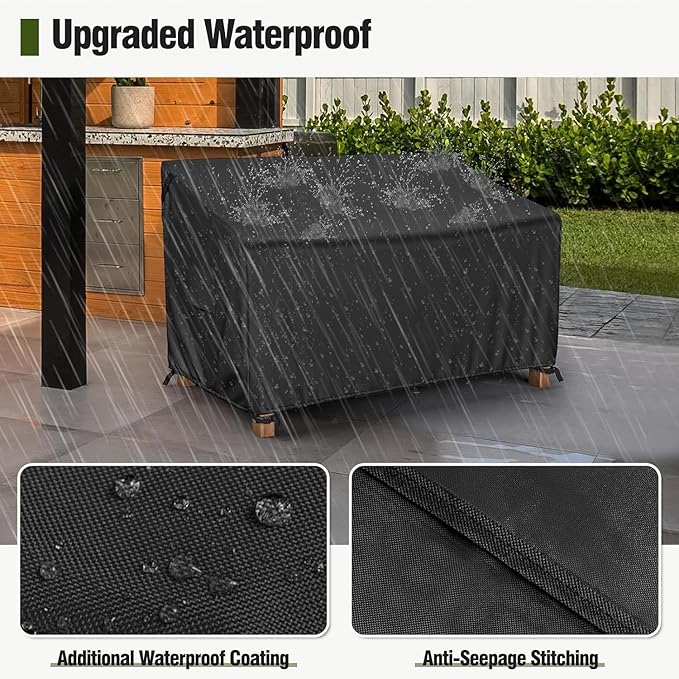MR.COVER 3-Seater Outdoor Couch Cover Waterproof, Patio Furniture Cover for Sofa, Heavy Duty Outdoor Sofa Covers, Polyester & Double-Stitched Seams, Fits up to 90" W x 37" D x 35" H, Classic Black