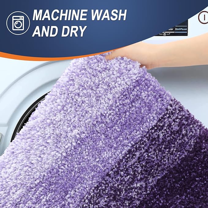 OLANLY Bathroom Runner Rugs 47x24, Extra Soft Absorbent Microfiber Bath Rugs, Rubber Backing, Quick Dry, Machine Washable Bath Mats for Bathroom Floor, Tub and Shower, Home Decor Accessories, Violet