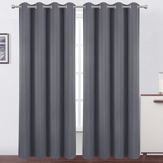 LEMOMO Blackout Curtains 66 x 84 inch/Grey Curtains Set of 2 Panels/Thermal