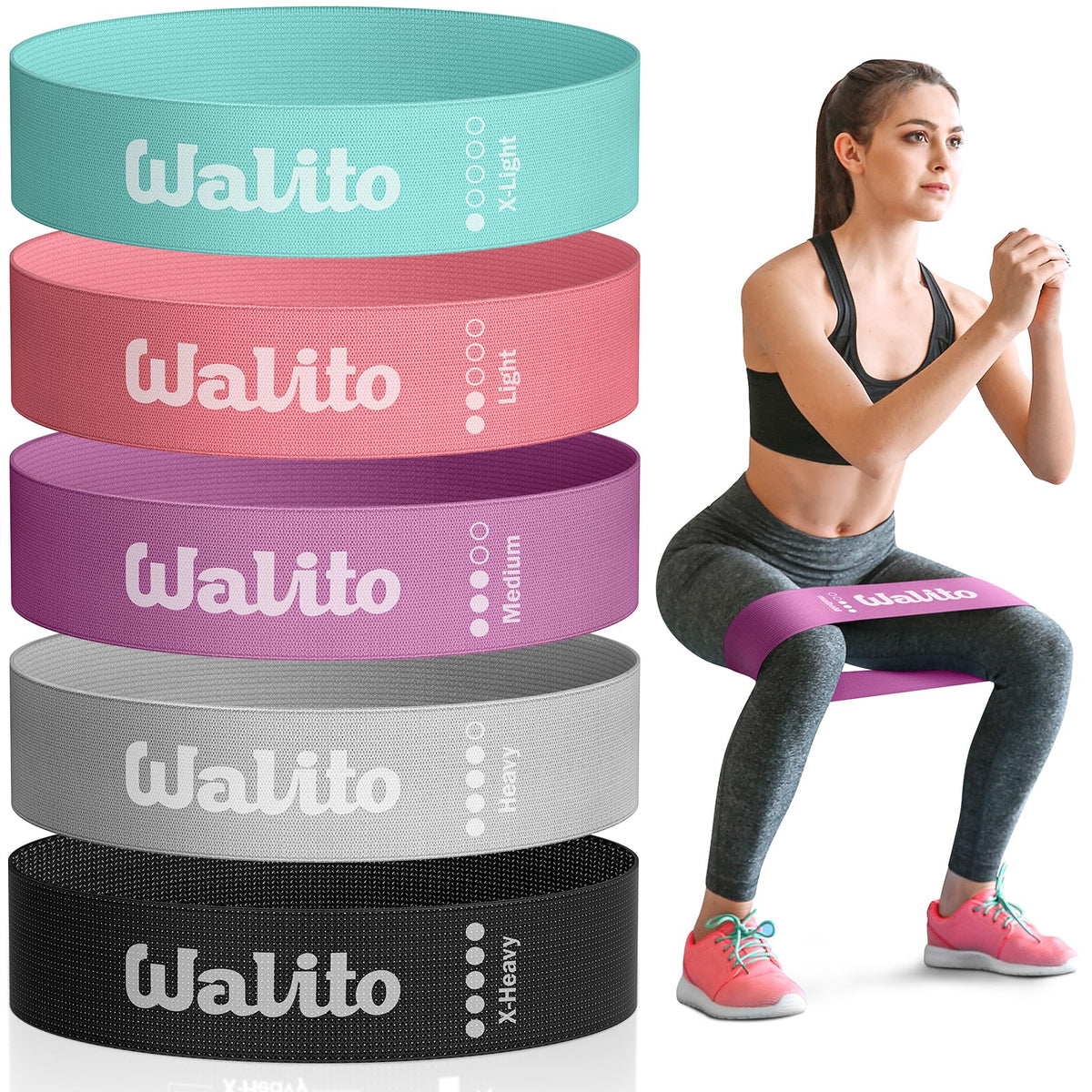 Fabric Resistance Bands for Working Out - Booty Bands for Legs -Glutes Training for Women and Men - Exercise Bands for Squats, Yoga, Physical Therapy -Home Gym Fitness