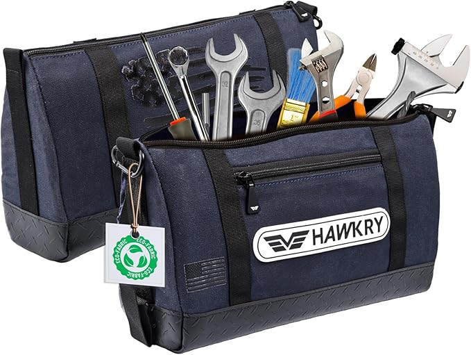 HAWKRY Heavy Duty Canvas Tool Bag – Waterproof Canvas Zipper Pouch, Garden Tool Bag, Construction Bags Heavy Duty, Small Zipper Pouch, Motorcycle Tool, Multipurpose Fishing Bag