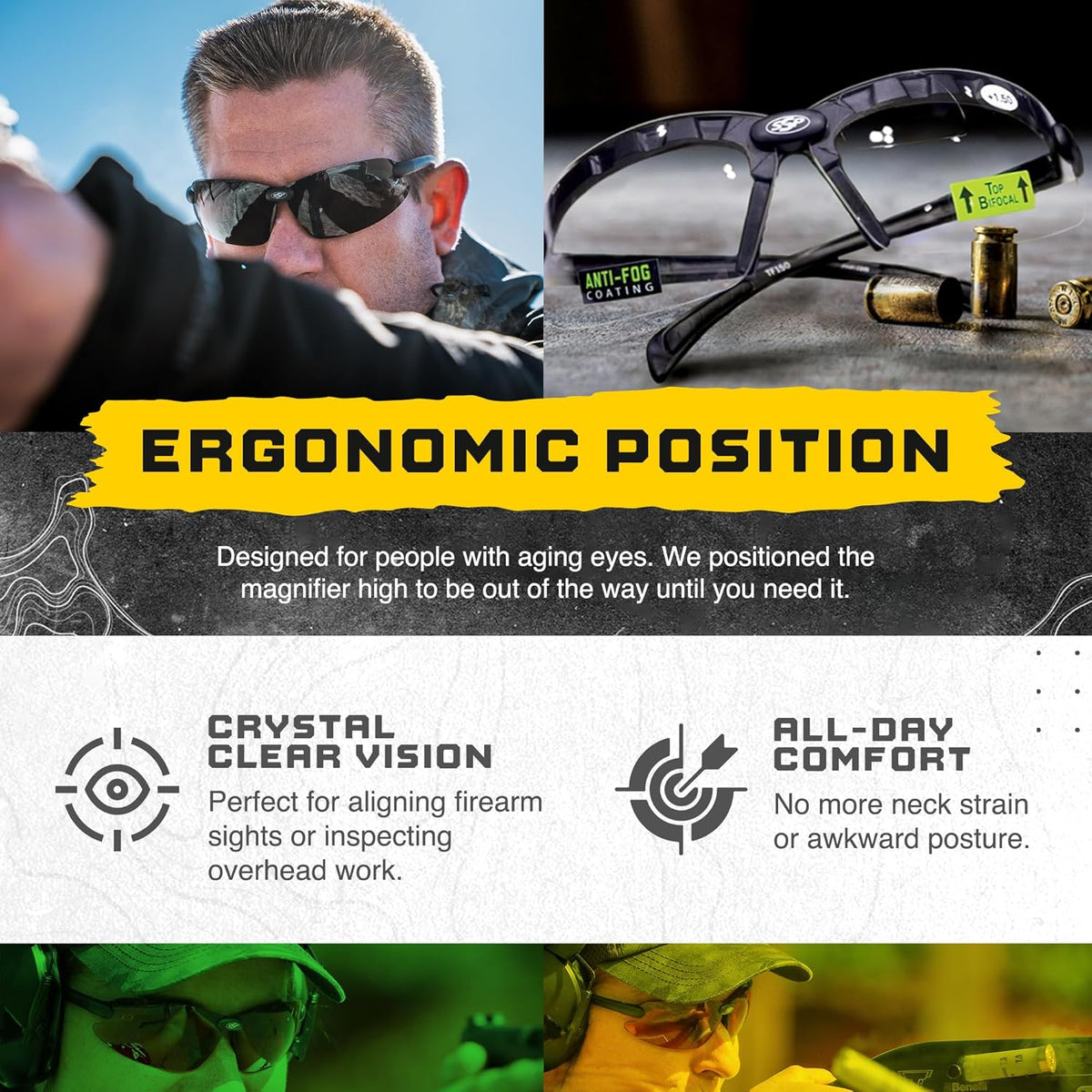SSP Eyewear Tactical Safety Shooting Glasses - HD A-Eye NVR/Fog Lenses for Enhanced Vision