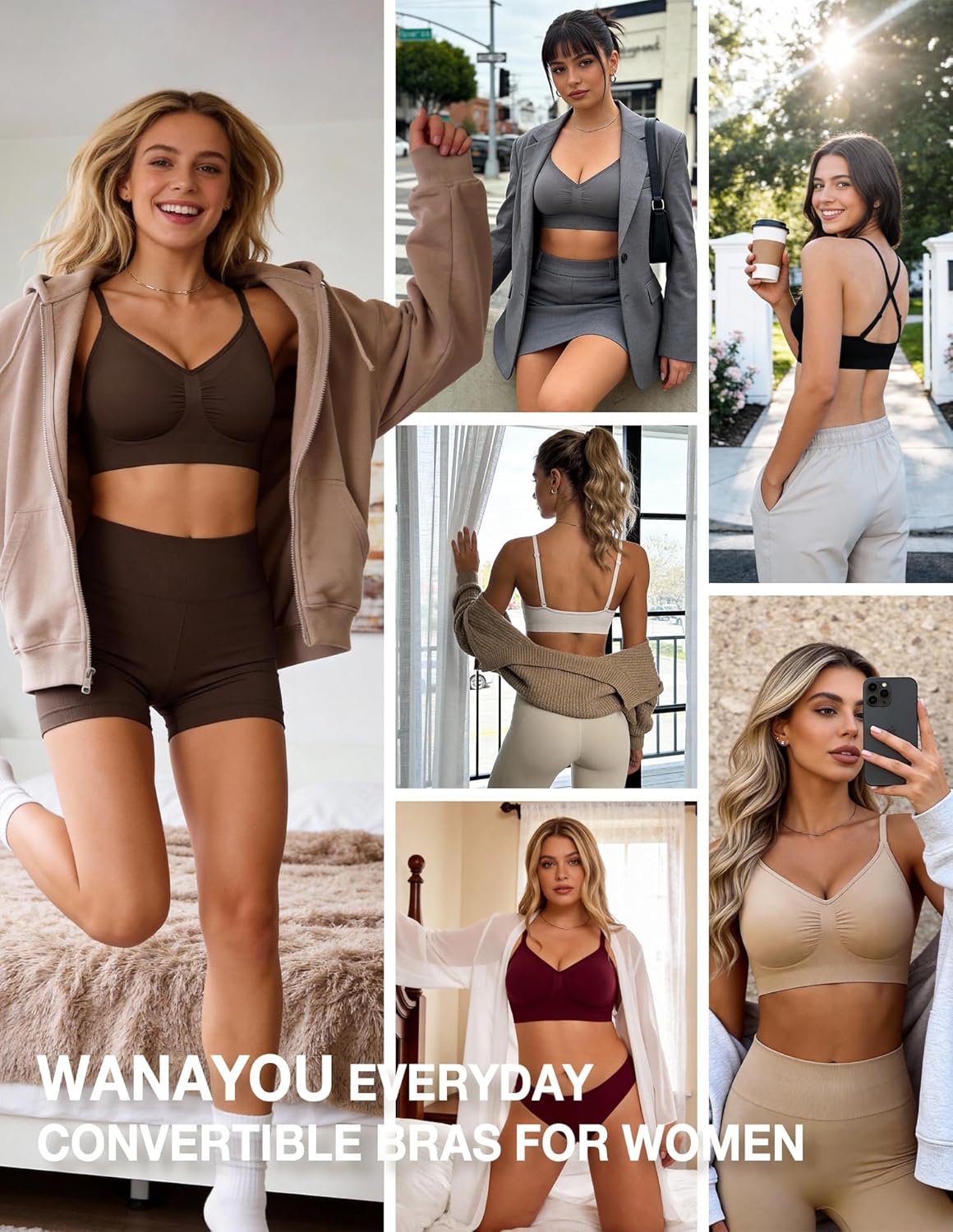 WANAYOU Wireless Bralette for Women - Comfortable No Underwire Push-Up Everyday Bra