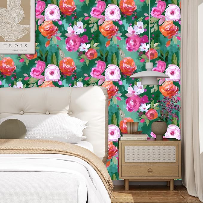 BOKEBEVE Green Bright Wallpaper Peel and Stick Colorful Contact Paper