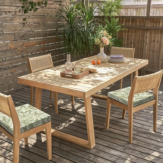 LVTXIII Outdoor Seat Cushions Seasonal Replacement Chair Cushions, Patio Chair Pads with Ties for Dining Chairs and Garden Furniture, Square Back, 18.5"x16"x2", 4 Pack, Tropical Leaf Green