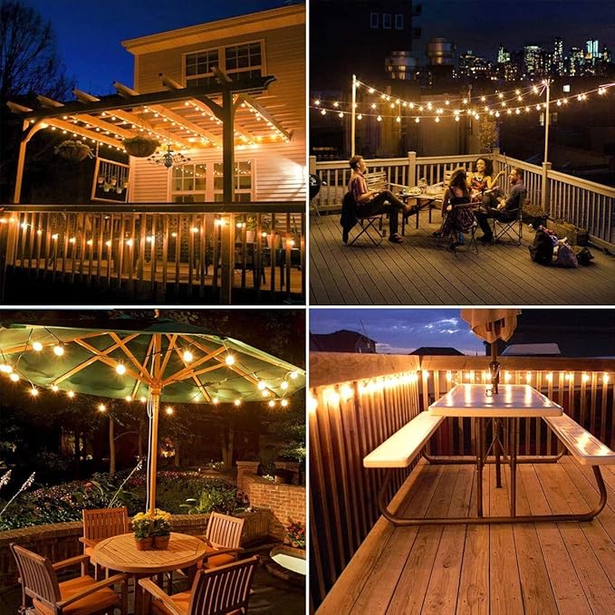 100FT Outdoor Patio Black String Lights with 52 Shatterproof G40 LED Clear Globe Bulbs for Indoor/Outdoor, 2-Pack 50FT Connectable Hanging Lights for Backyard Balcony Party Decor