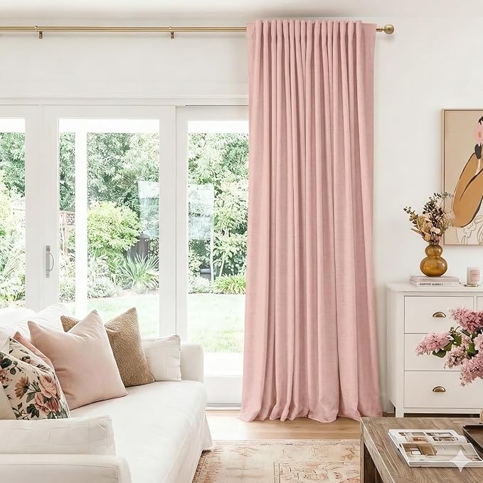 100% Blackout Shield Linen Blackout Sliding Door Curtains