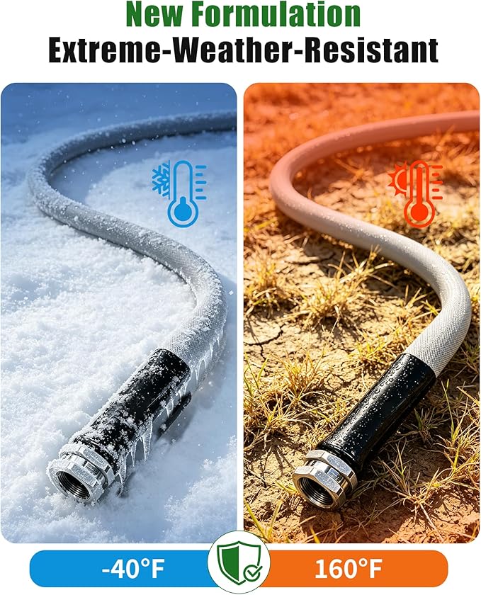 Garden Hose 25ft, Ultra-Light & Flexible Water Hose, Durable, All-Weather, Made of TPU-Drinking Water Safe, Easy to Store & Coil, Kink-Free, Camping, Car Wash, Yard, Garden and Home, Gray