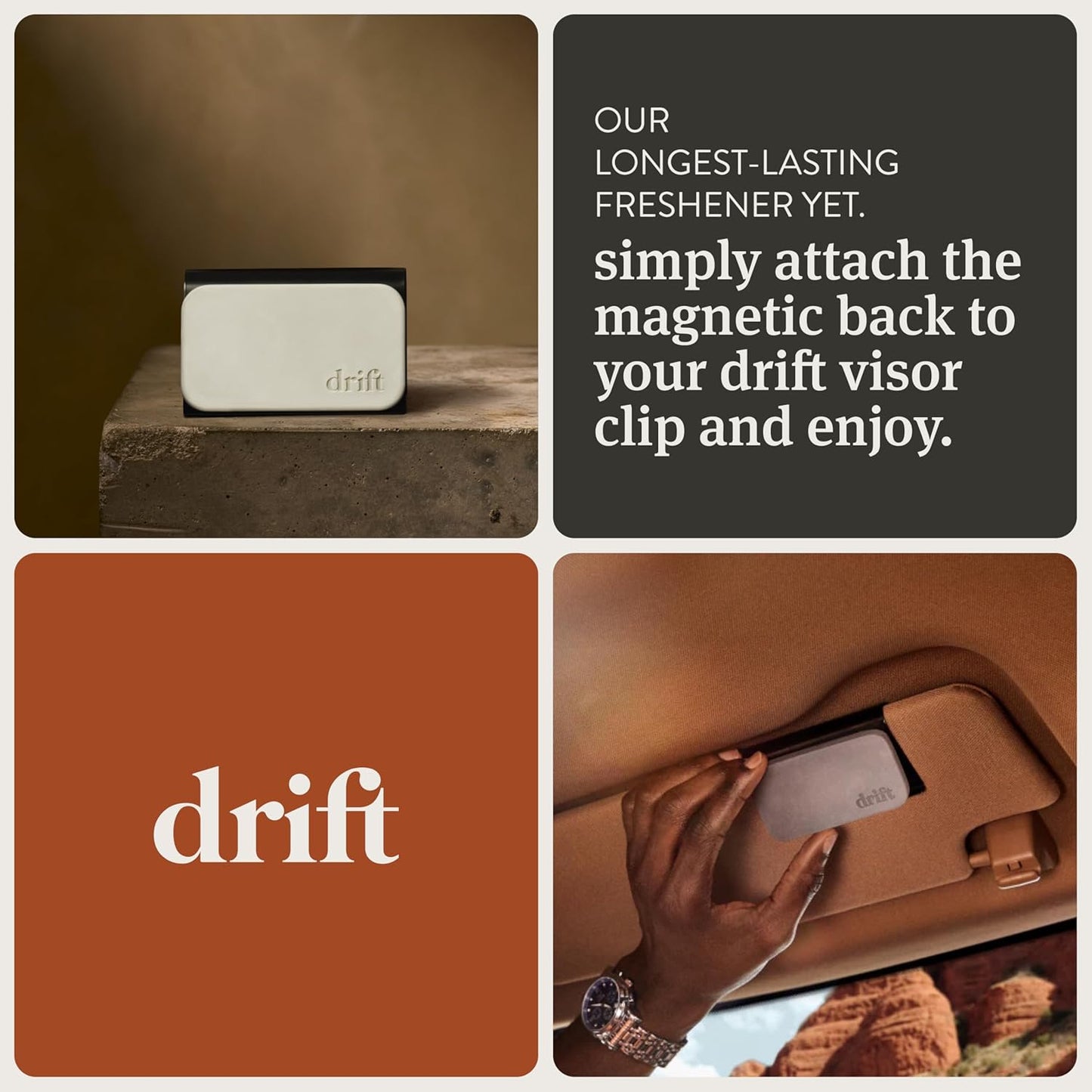 Drift Car Air Freshener - Stone Fragrance - Automotive Odor Eliminator - Long Lasting Scent - Scent Refill - Coconut & Pistachio Starter Kit