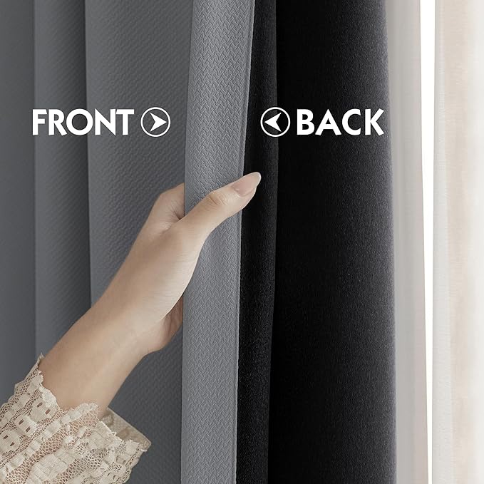 FMFUNCTEX 100% Dark Grey Blackout Curtains