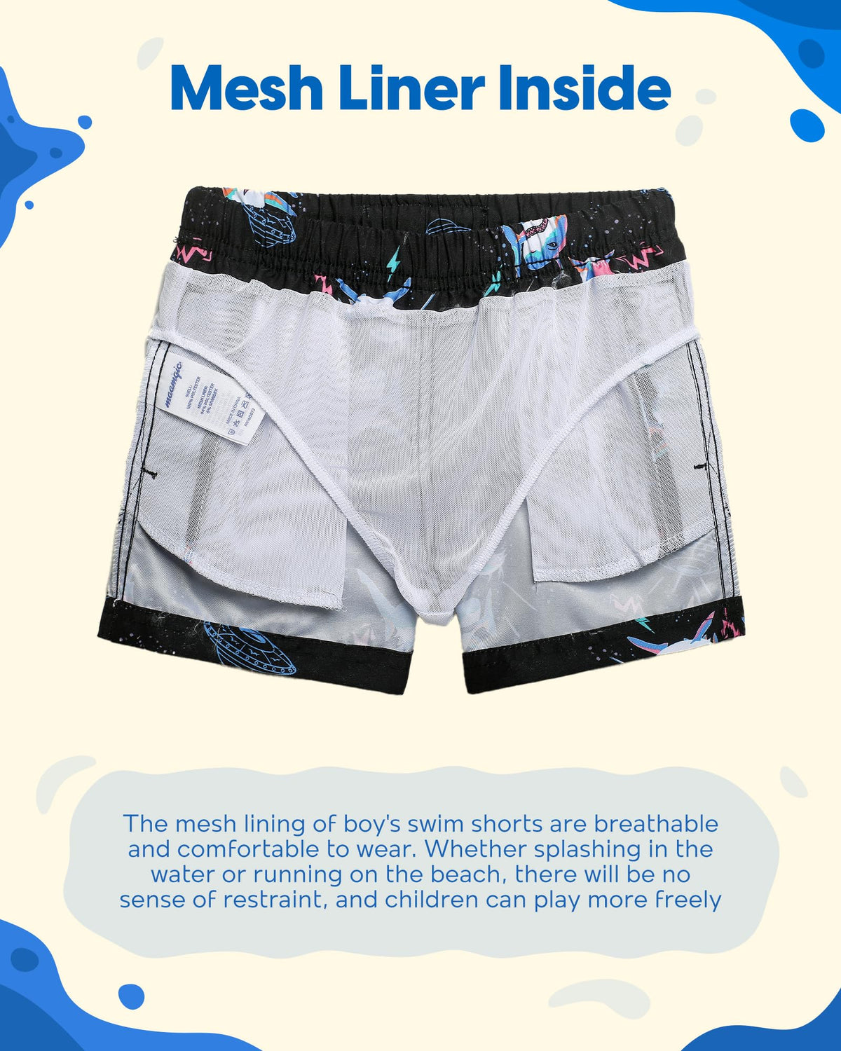 maamgic Boys Swim Trunks Toddler Swim Shorts Little Boys Bathing Suit Swimsuit Toddler Boy Swimwear Shark Black 5-6 Years