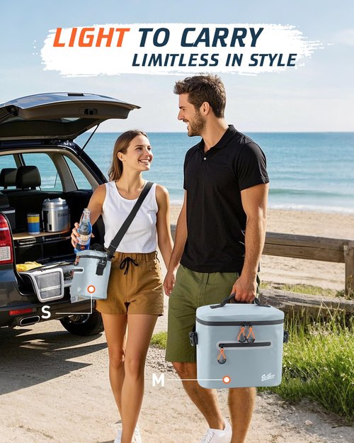 Soft-Sided Cooler Bag, 7/16/30 Can Portable Ice Chest Box, Waterproof, Leak-Proof, Insulated Cooler for Lunch, Beach, Drink, Beverage, Travel, Camping, Picnic
