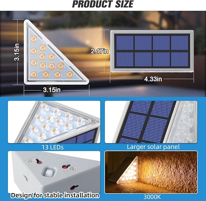 NIORSUN Solar Step Lights,16 Pack Warm White Solar Stair Lights Outdoor Waterproof IP67 Auto On Off,Solar Lights for Steps,Stair,Patio,Yard,Porch,Front Door,Sidewalk,Deck Decor