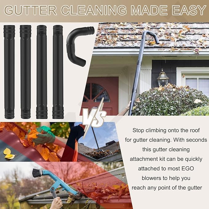 Gutter Cleaning Attachment Replaces AGC1000 Cleaning Kit & Mounting Bracket Kit for EGO 530CFM 580CFM 575CFM 650CFM 615CFM LBX6000, W/Battery Holders - Easily Clear Leaves And Debris From Gutters