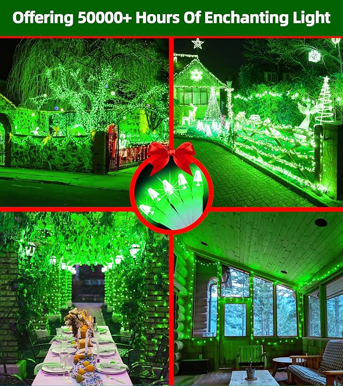 300LED Chrstmas Lights, 75ft Indoor Outdoor Christmas String Lights with 12 Modes, Green Christmastree Lights with Timer Dimmable Connectable for Fence Garden Xmas Wedding Party Decor Green