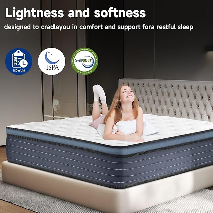 Twin Size Mattress in a Box 10 Inch Hybrid Mattress [Enhanced Stability], Medium Firm Construction with Memory Foam and Pocket Coils, Reinforced Edge Support