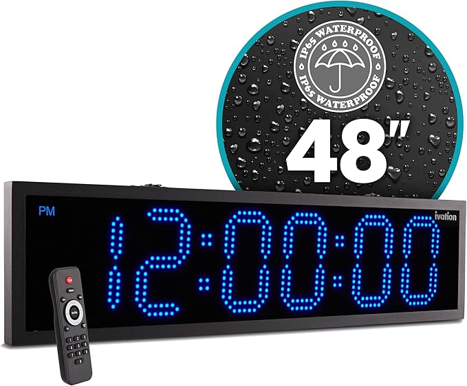 Ivation Oversized 48" Outdoor Waterproof Digital Clock, Auto Time Sync