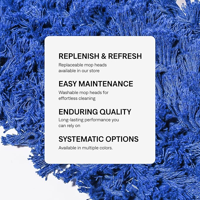 60 Inch Blue Commercial Dust Mop & Floor Sweeper with Extendable Handle – Mop for Hardwood, Tile, and Concrete Floor Cleaning