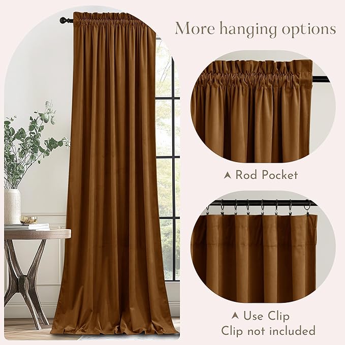 NICETOWN Velvet Curtains 96 inch Long 2 Panels