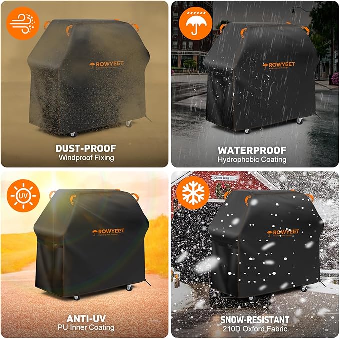Grill Cover for Outdoor Grill, Universal Fit Oxford Waterproof BBQ Cover for Outside, Anti-UV Barbecue Gas Cover with Adjustable Hem for Weber, Nexgrill, Expert Grill and More (59" - 67")