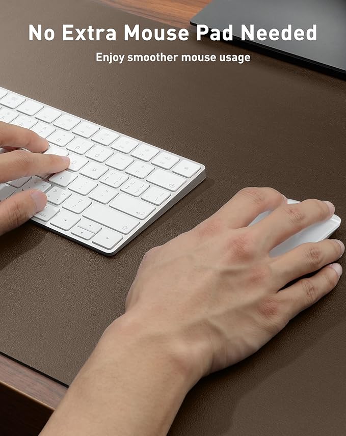 Aothia Faux Leather Desk Mat - Large Mouse Pad, Non-Slip PU Leather Blotter, Waterproof Writing Surface for Office and Home (Coffee, 40" x 24")