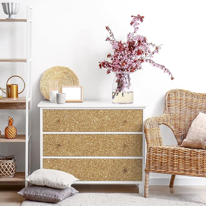 CRE8TIVE Champagne Gold Glitter Wallpaper Border Peel and Stick Wall Border