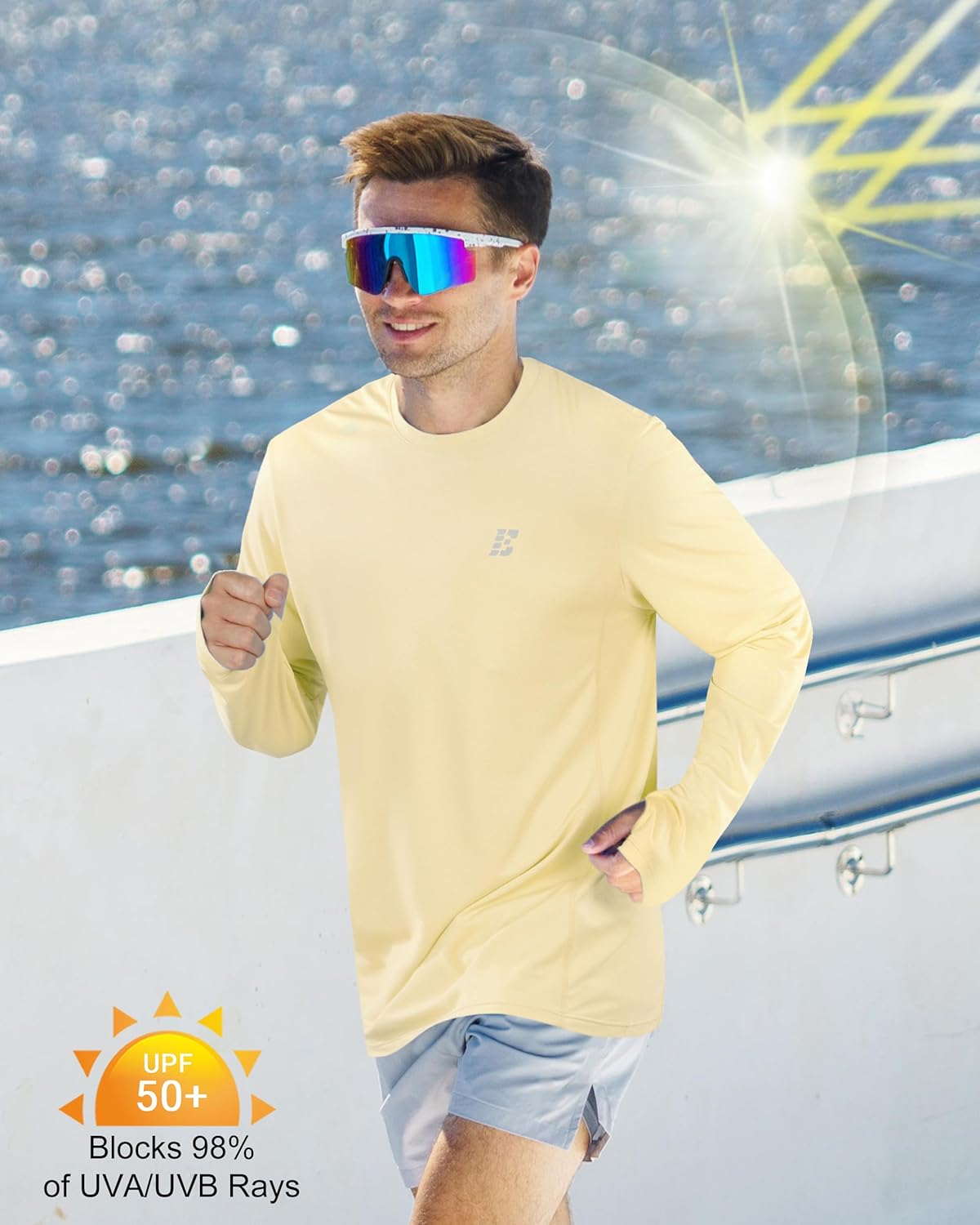 Skiennix Men's UPF 50+ Sun Protection Shirt - Lightweight UV Long Sleeve Swim Rash Guard for Outdoor Activities