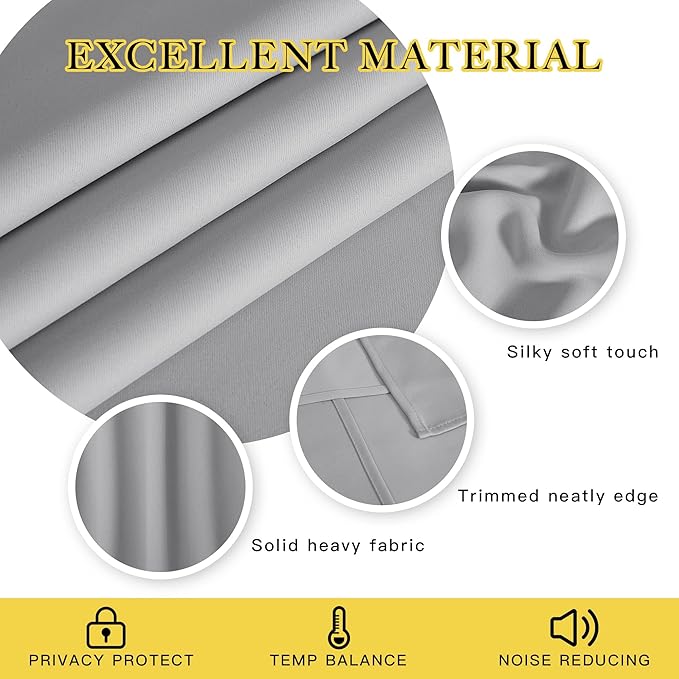 NICETOWN Silver Gray Sliding Door Curtains 108 inches Long