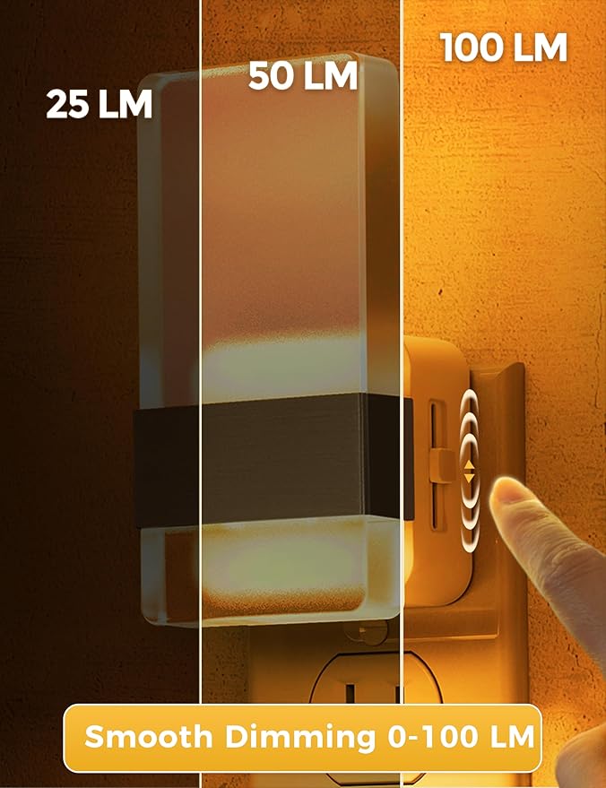 L LOHAS LED Night Light, Amber Night Lights Plug Into Wall, 2 Pack Dusk-to-Dawn