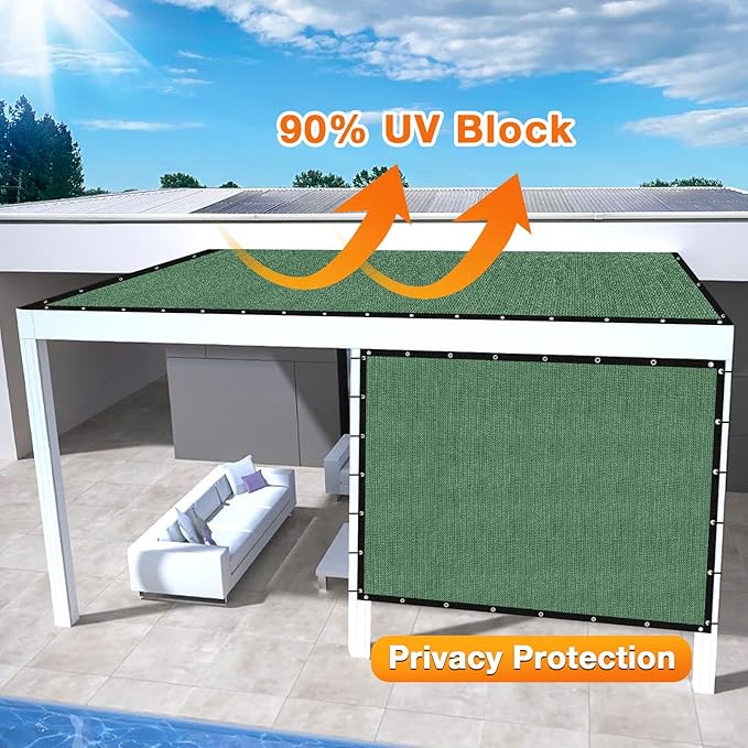Artpuch Outdoor Pergola Shade Cover 8' X 11' Sun Shade Cloth with Grommets, 90% UV Protection Canopy Patio Privacy Screen (Customized Available) GN107, Green