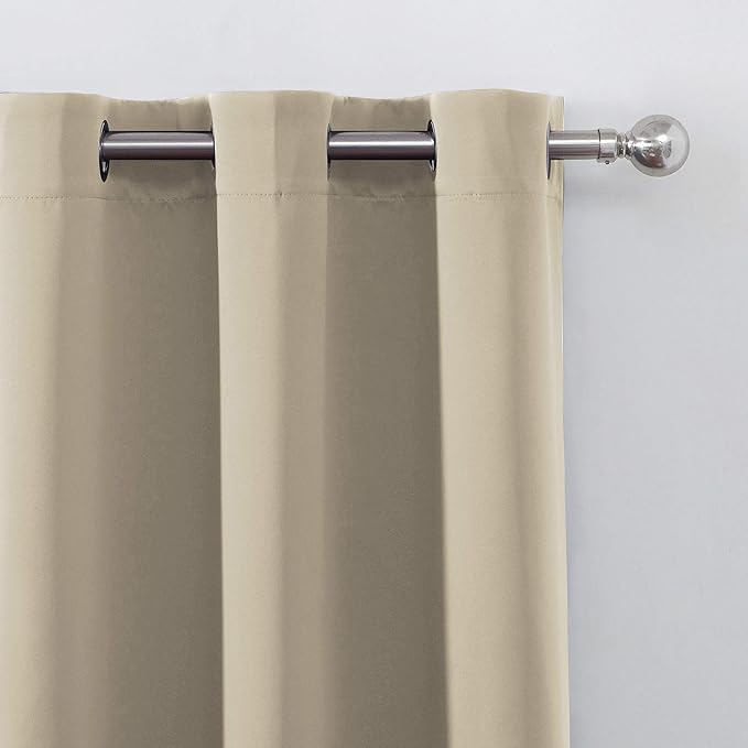 LEMOMO Beige Blackout Curtains 34 x 54 Inch Length/Set of 2 Curtain