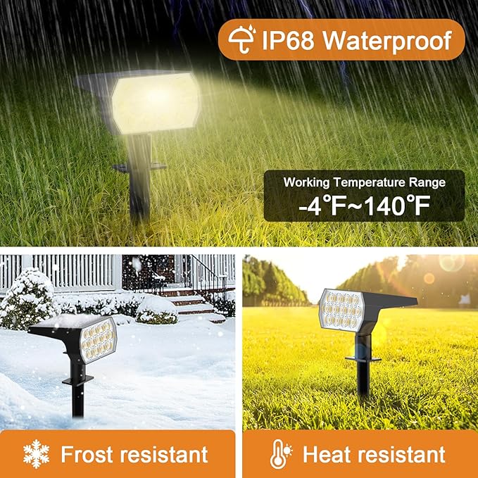 WELALO Solar Spot Lights Outdoor, Solar Landscape Spotlights, Solar Powered