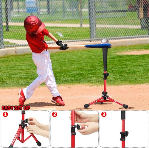 BaseGoal Baseball Tee for Kids - Adjustable Height Batting & Softball Hitting Tee | Travel-Friendly Design