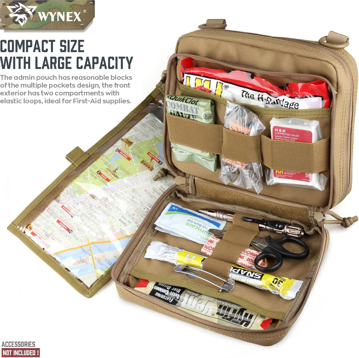 WYNEX Tactical Large Admin Pouch - Double Layer Design | Molle EDC Utility Pouch with Map Sleeve