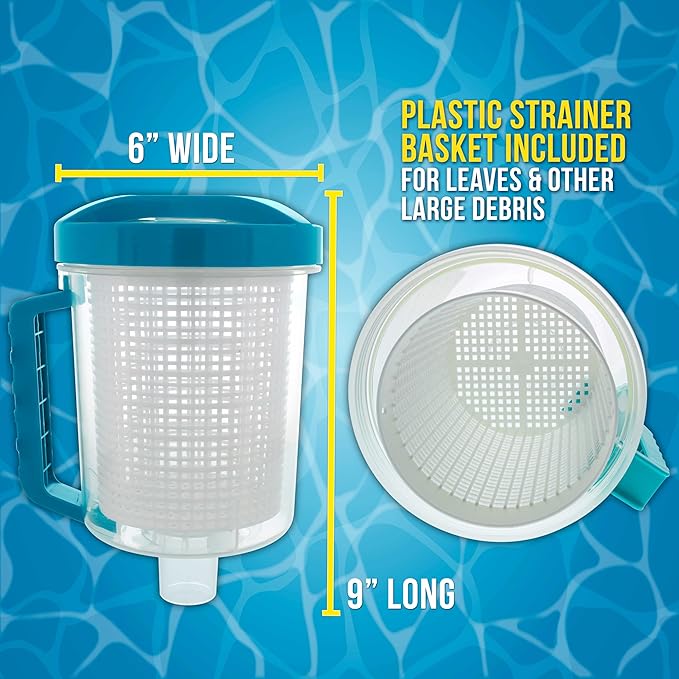U.S. Pool Supply Pool Leaf Catcher - Inline Pool Leaf Canister, Vacuum for Inground Cleaner - Cleaning Filter Basket & Mesh Bag, Catch Leaves Debris, Compatible Replacement Part for Most Brands