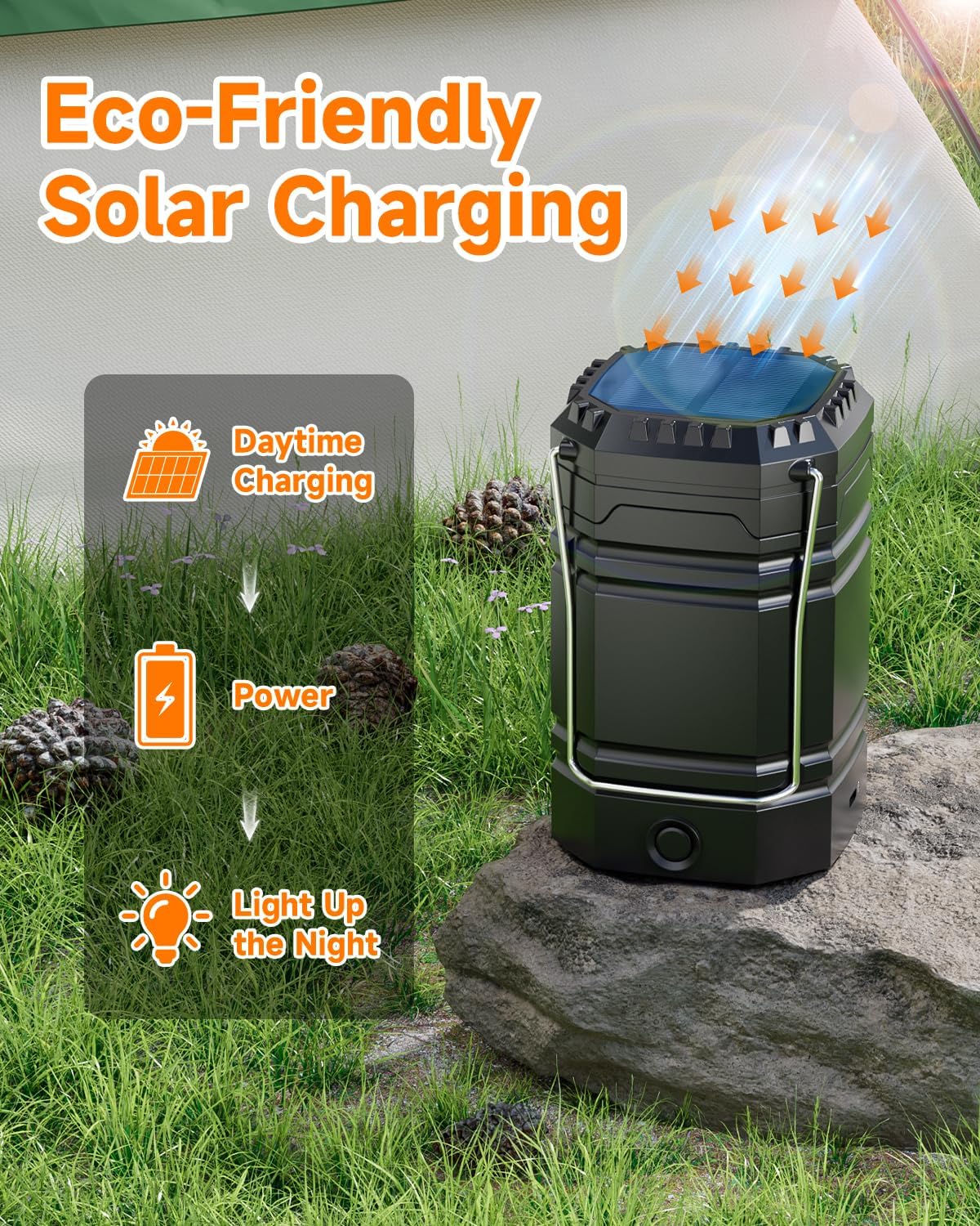 Solar Camping Lantern 4 Pack - Rechargeable LED Lights with USB-C & Solar Power | Collapsible Emergency Flashlights
