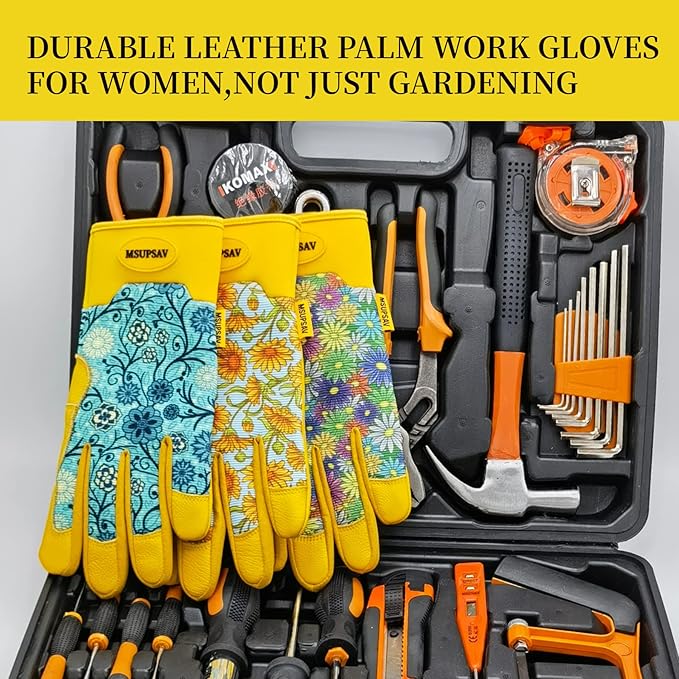 Thorn Proof&Puncture Resistant Gardening Gloves with Grip,Garden Gloves for Women, Leather Work Gloves,Gifts