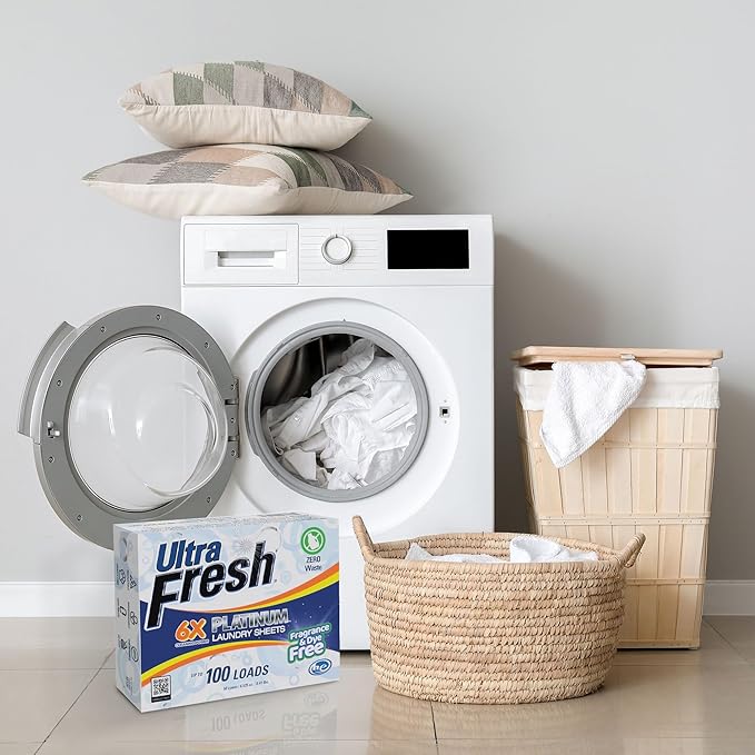 Ultra Fresh Platinum 2 Pack Laundry Soap Detergent Sheets, Ultra Concentrated, Stain Fighting, Fragrance & Dye Free, 200 Loads
