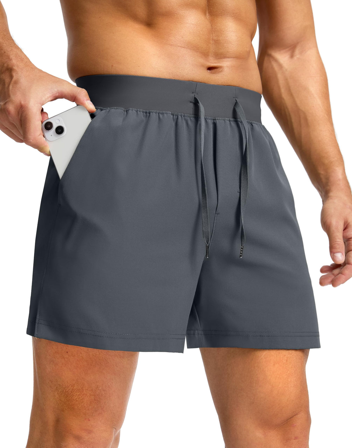 Soothfeel Men's Running Shorts with Zipper Pockets 9"/ 7"/ 5" Lightweight Quick Dry Basketball Gym Workout Athletic Shorts for Men (Grey, XXL)