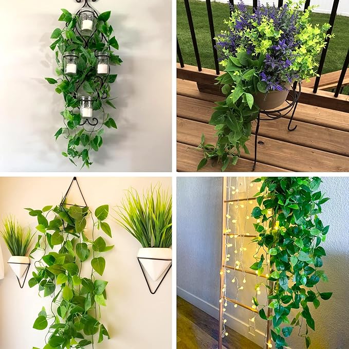 CEWOR 2pcs Fake Hanging Plants for Room Decor, 3.6ft Artificial Ivy Pothos Vine