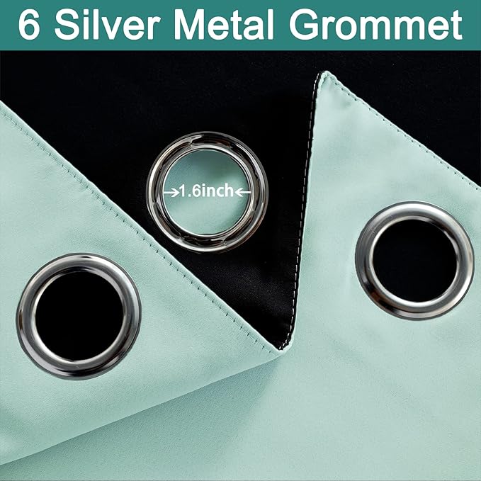 Yakamok Full Blackout Curtains 84 Inches Long, 2 Thick Layers Grommet Top
