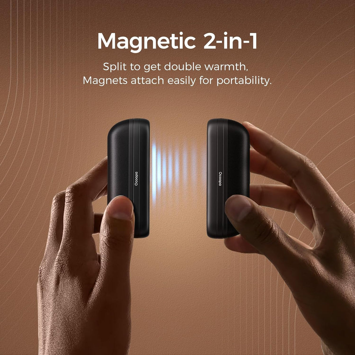 OCOOPA Magnetic Rechargeable Hand Warmers - 2 Pack Mini Electric Pocket Heaters | Portable & Reusable for Winter