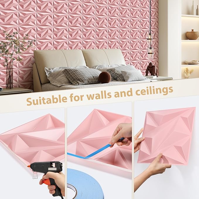 Heikki 30 Pack 3D Wall Panel for Interior Wall Décor, PVC Flower Textured Wall