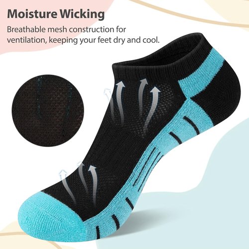Heatuff Women's Athletic Ankle Socks - Cushioned Low Cut Running Socks | 7 Pairs