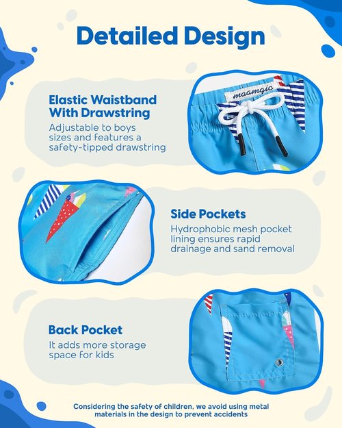 Maamgic Boys Swim Trunks - Stylish Toddler Bathing Suit Shorts | Comfortable & Quick-Dry Design